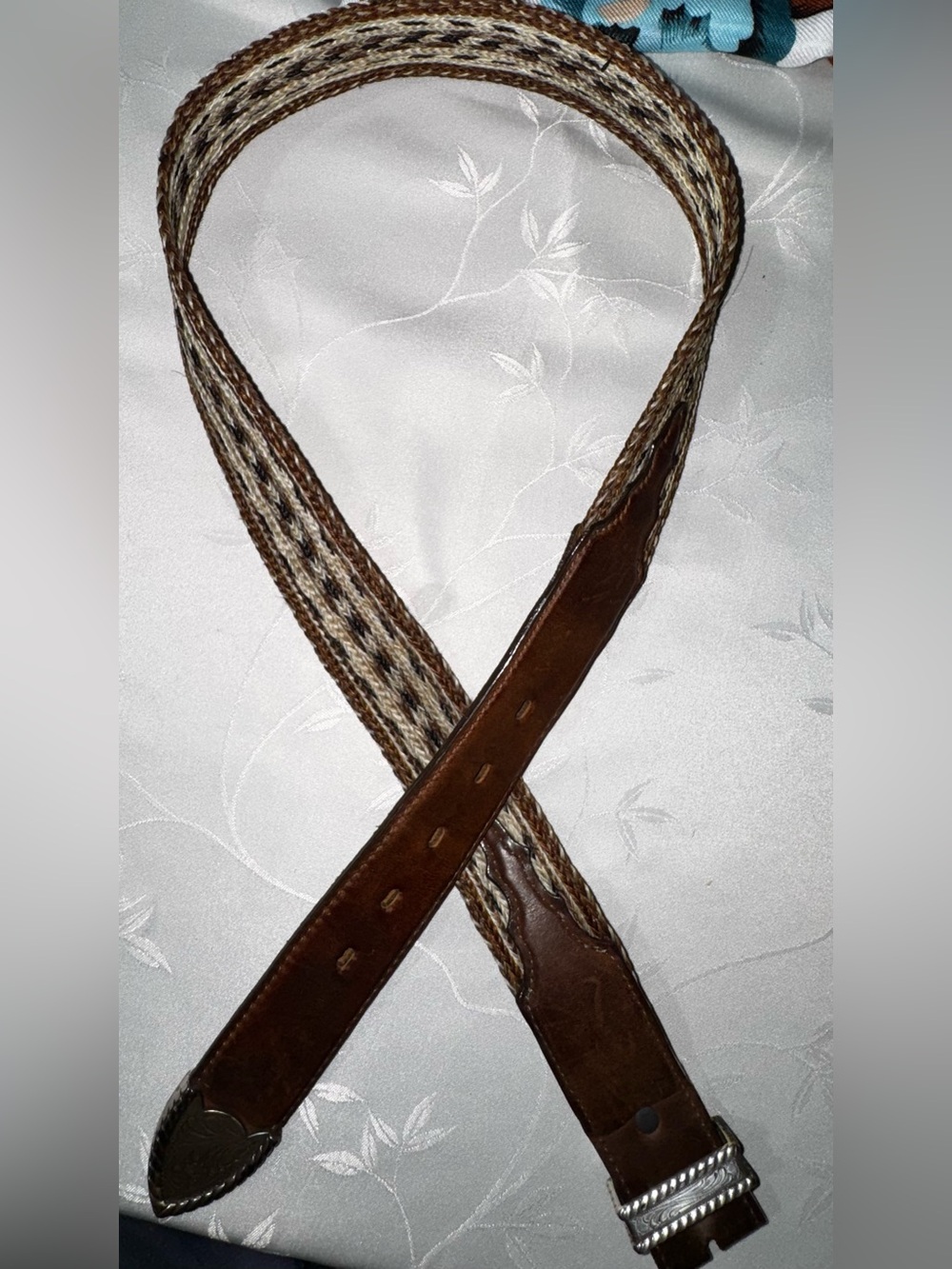 Vintage Tony Lama Brown and Tan Braided Horse Hair and Leather Men's Belt